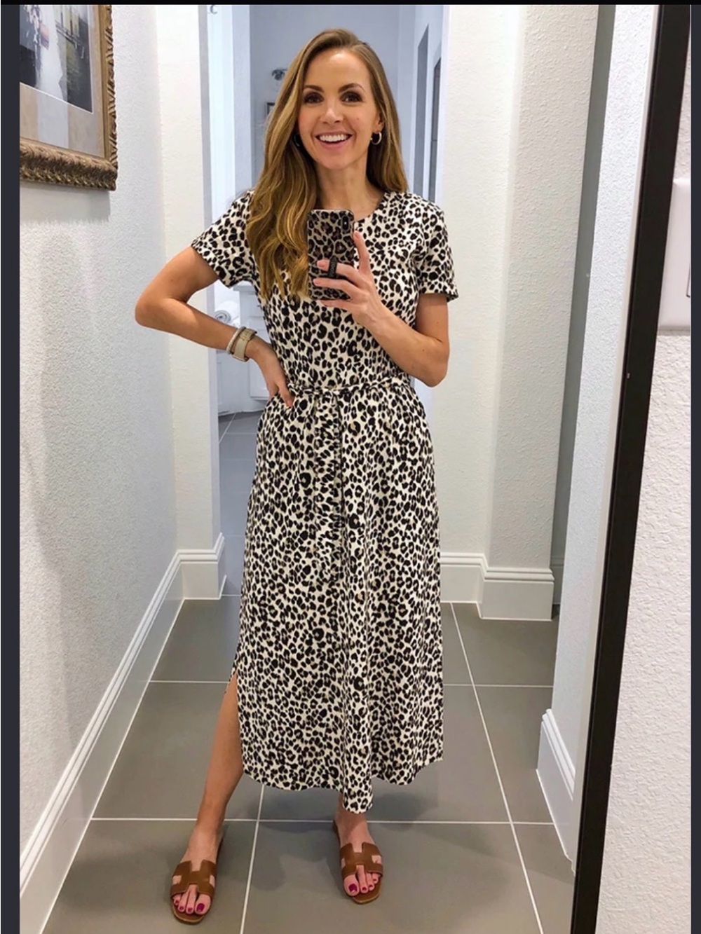 Old Navy Black & White Leopard Midi Dress